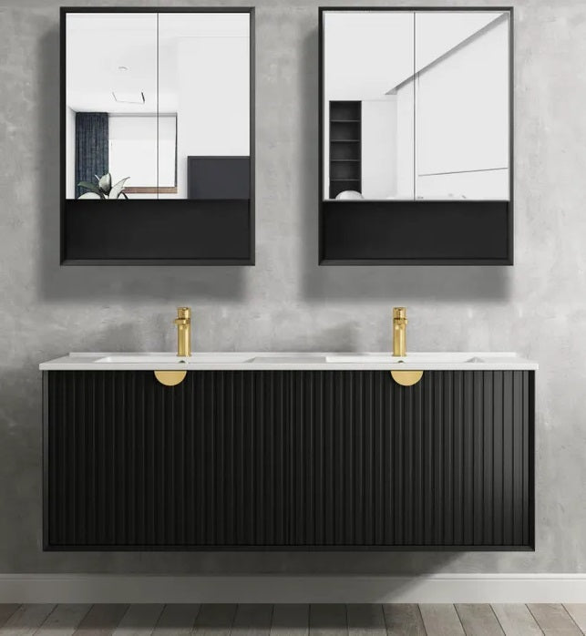 Otti Marlo Wall Hung Black Shaving Cabinet 600X800mm