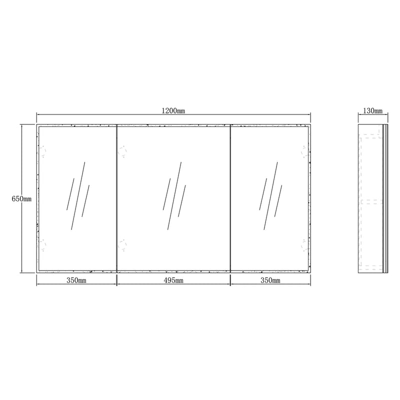Otti Moonlight Led Matte White Wall Hung Shaving Cabinet 1200X650mm