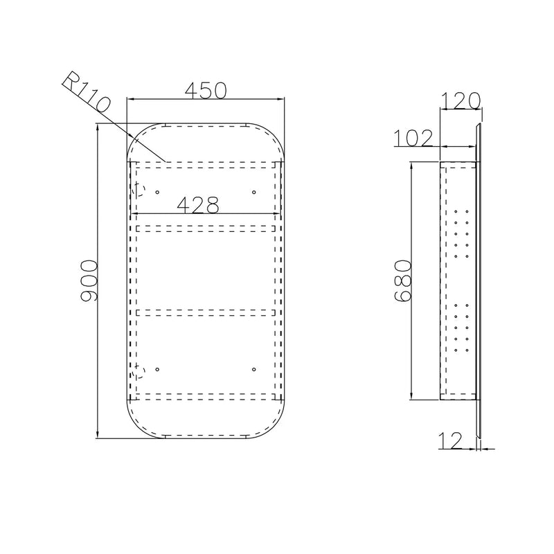 Otti Newport Natural Oak Shaving Cabinet 450X900mm