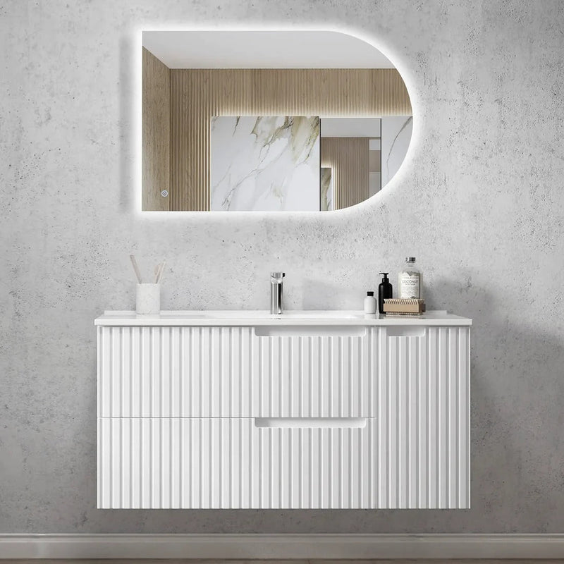 Otti Noosa Matte White 1200mm Single Bowl Wall Hung Vanity