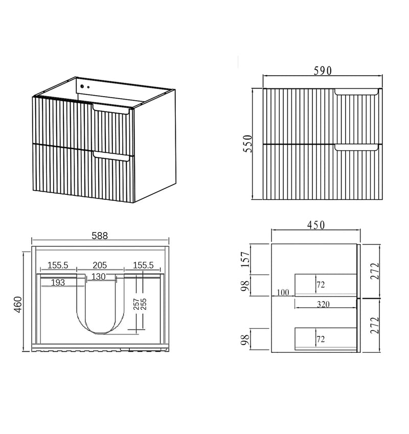 Otti Noosa Matte White 600mm Single Bowl Floor Standing Vanity