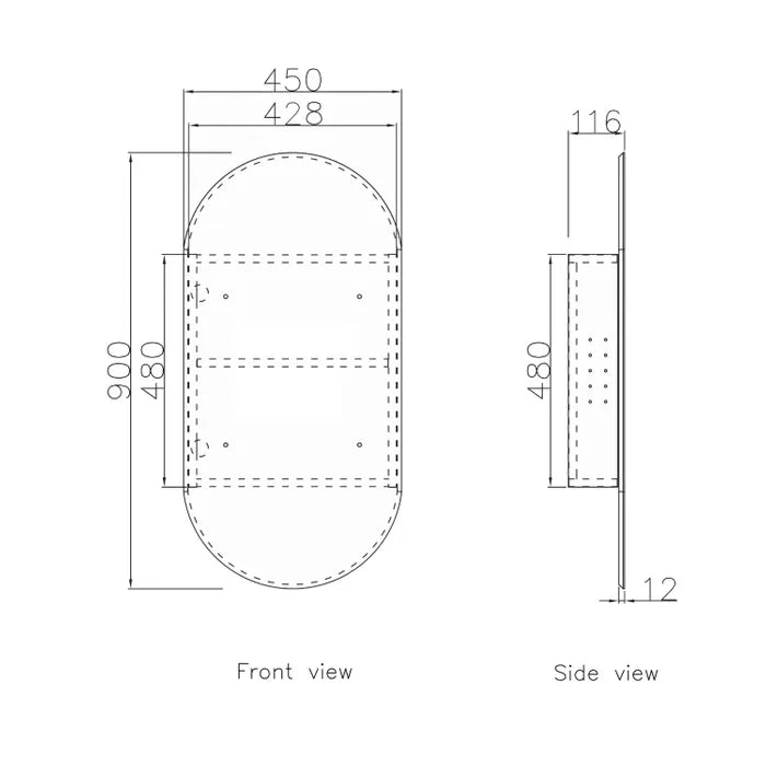 Otti Noosa Matte White Shaving Cabinet 450X900mm