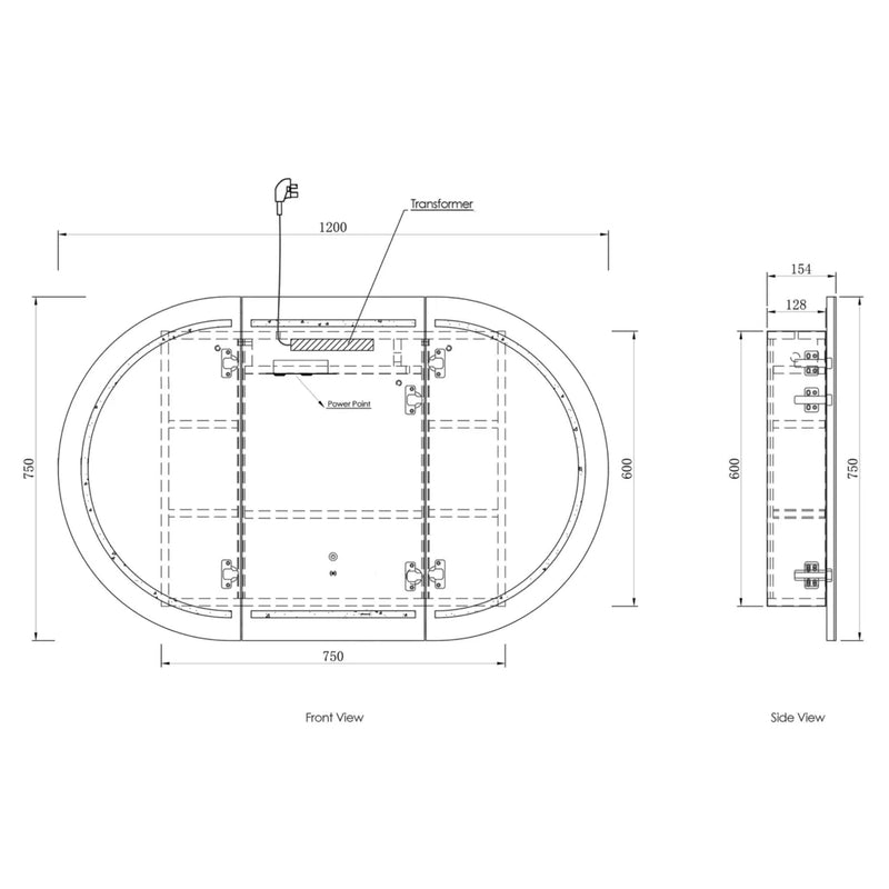Otti Bondi Natural Oak Led Shaving Cabinet 1200X750mm