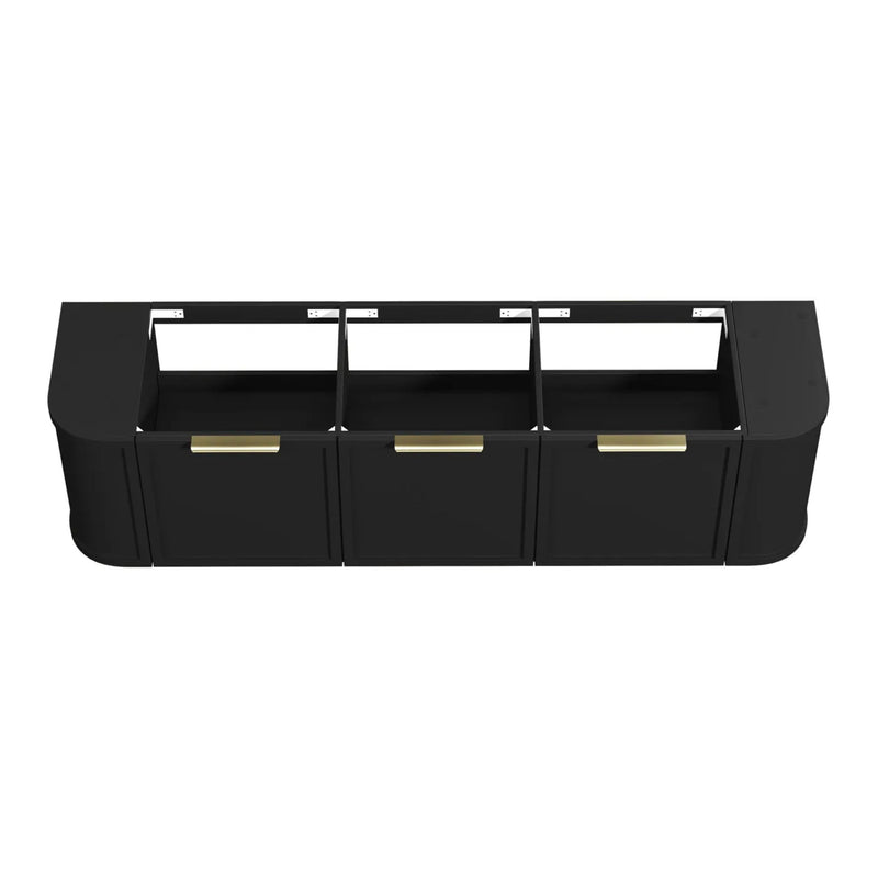 Otti Hampshire Satin Black 1800mm Curve Double Bowl Wall Hung Vanity