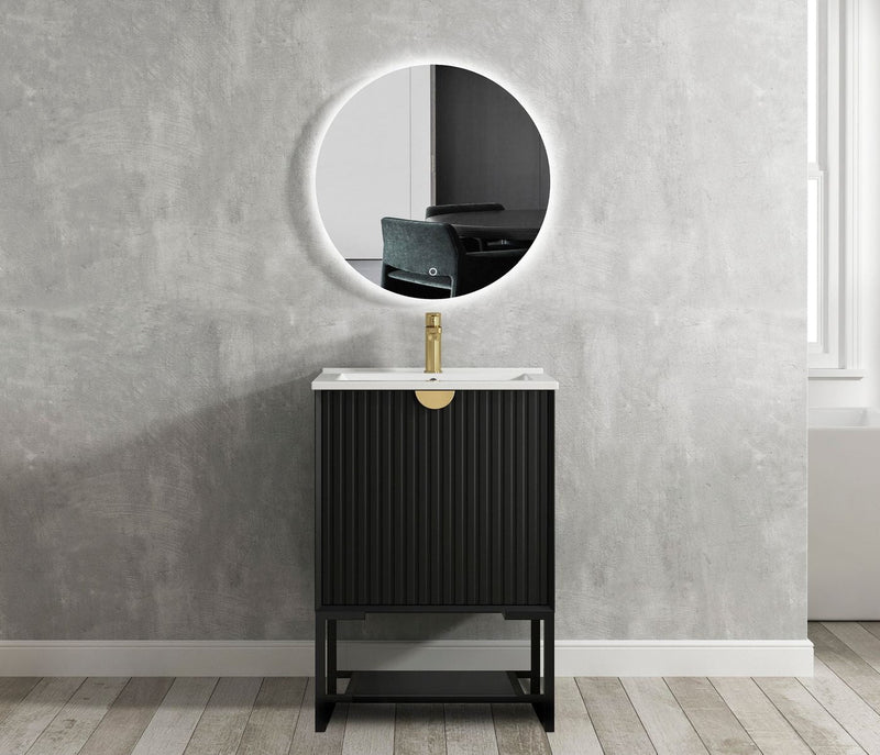 Otti Marlo Matte Black 600mm Single Bowl Floor Standing Vanity