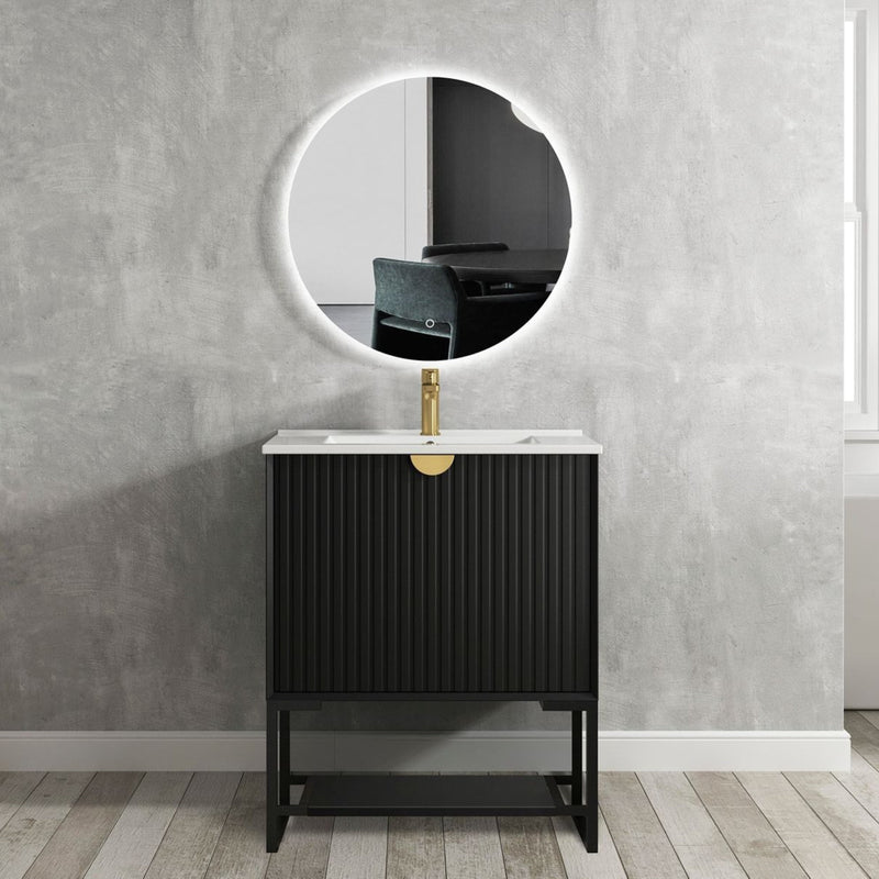 Otti Marlo Matte Black 750mm Single Bowl Floor Standing Vanity