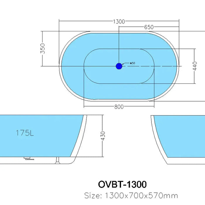 Olivia Freestanding Bathtub - Non Overflow