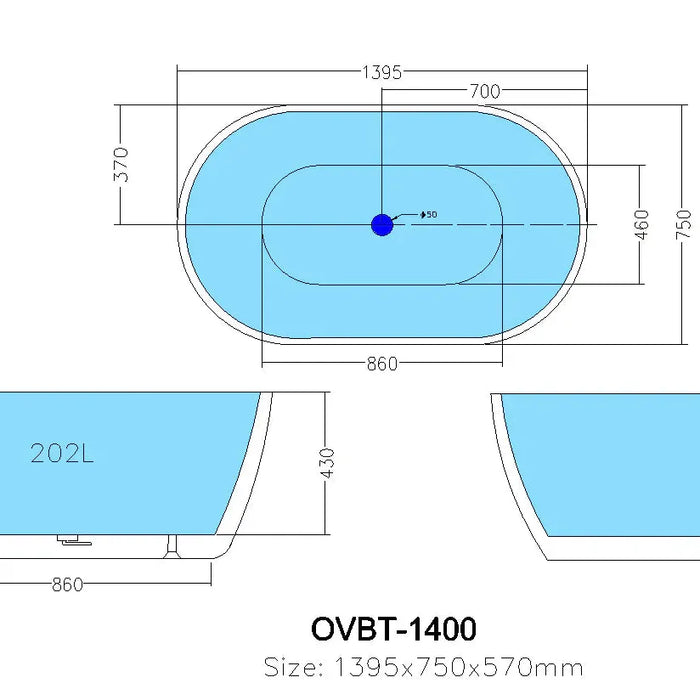 Cocoon Overflow Freestanding Bathtub - Overflow