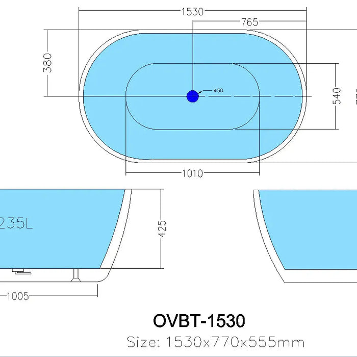 Cocoon Overflow Freestanding Bathtub - Overflow