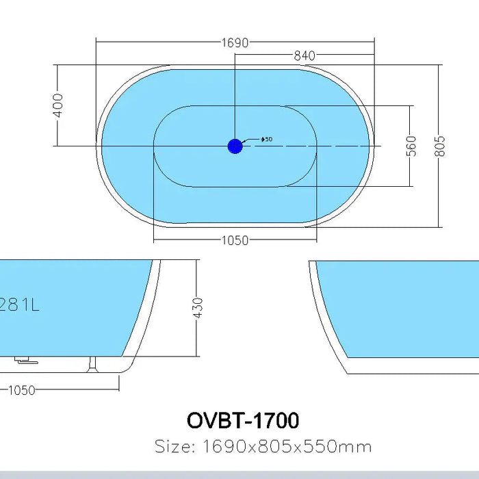 Cocoon Overflow Freestanding Bathtub - Overflow