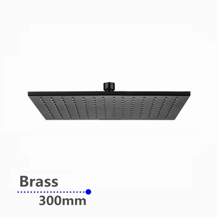 Square Black Brass Shower Head 300mm