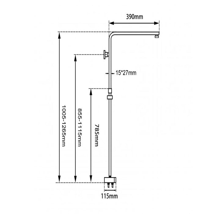 Square Black Shower Station without Shower Head and Handheld Shower(Stainless Steel Hose)