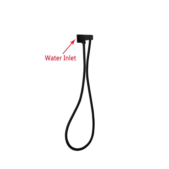 Square Black Shower Rail without Handheld Shower(Staineless Steel Hose)