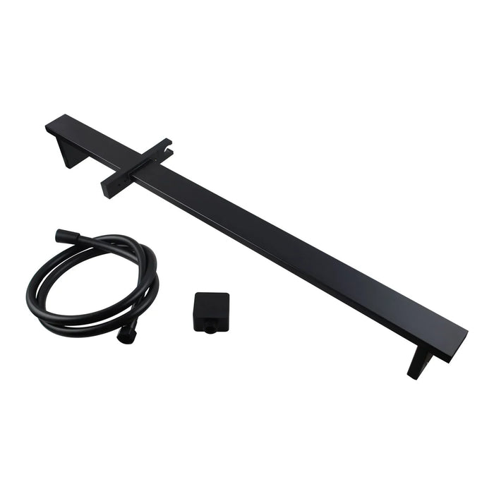 Square Black Sliding Shower Rail without Handheld Shower(PVC Hose)