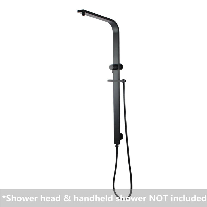 Square Black Shower Station without Shower Head and Handheld Shower(Wide Rail,Stainless Steel Hose)