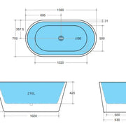 Ovia White Freestanding Bathtub - Non Overflow - Aqualux Bathrooms- Poseidon