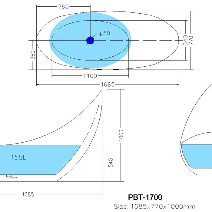 Posh Freestanding Bathtub - Non Overflow