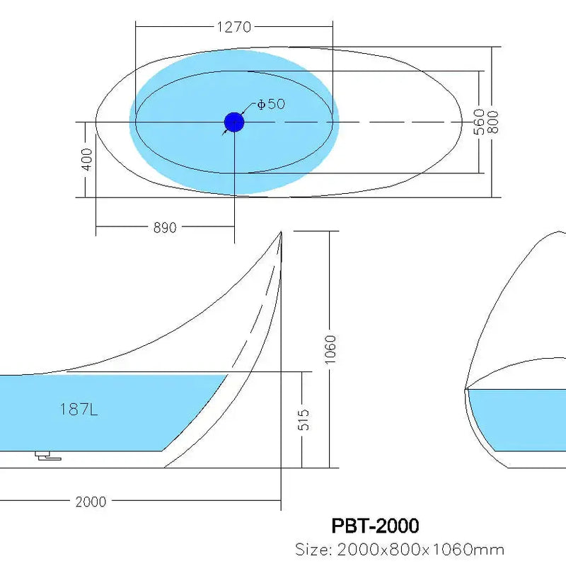 Posh Freestanding Bathtub - Overflow - Aqualux Bathrooms- Poseidon