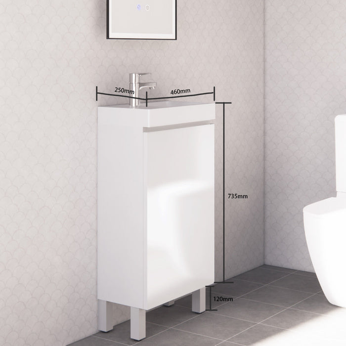 Riva Mini Freestanding Vanity 450mm - Gloss White