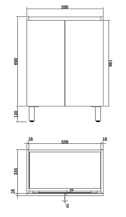 Riva Mini Freestanding Vanity 600mm - Gloss White