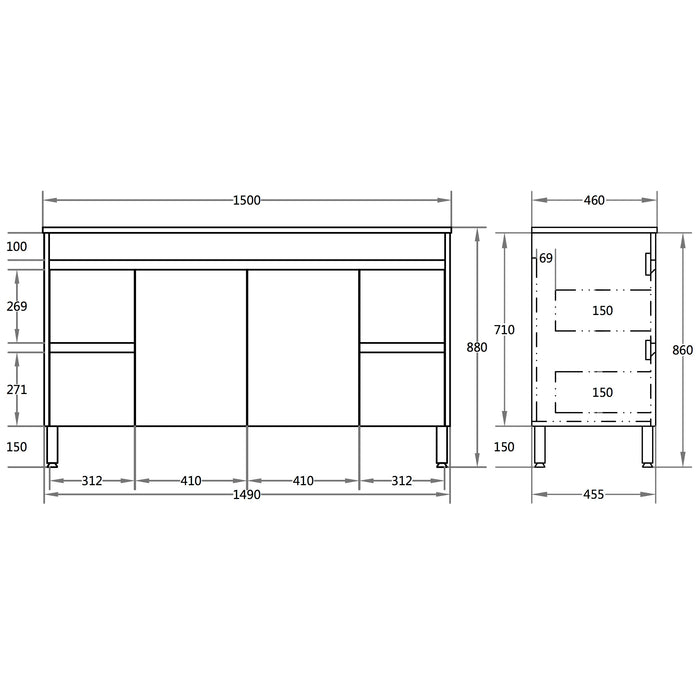 Evie Freestanding Vanity 1500