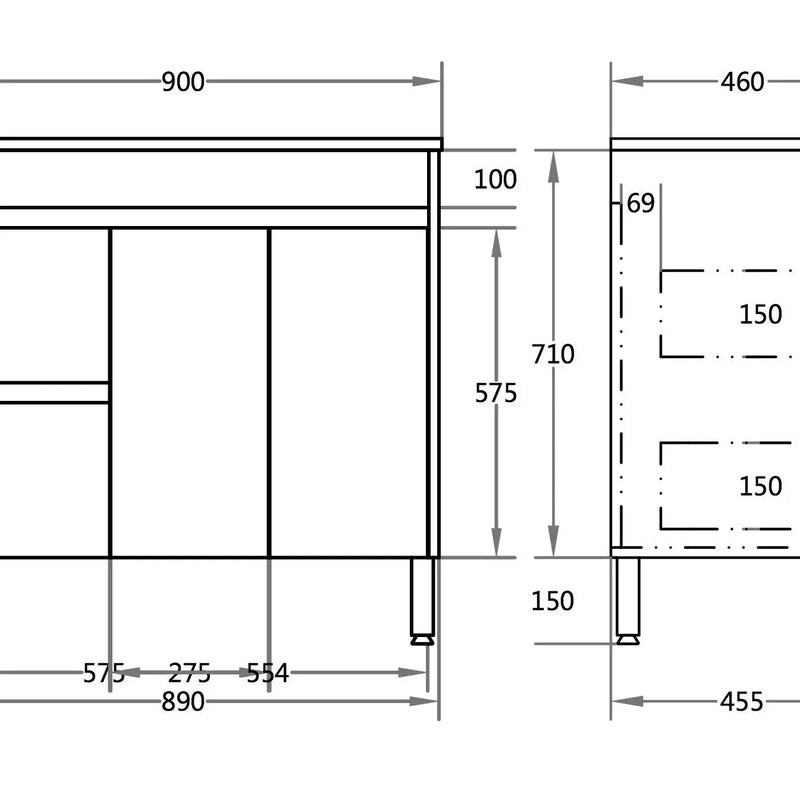 Stella Pvc Floor Standing 900 - Aqualux Bathrooms- Poseidon