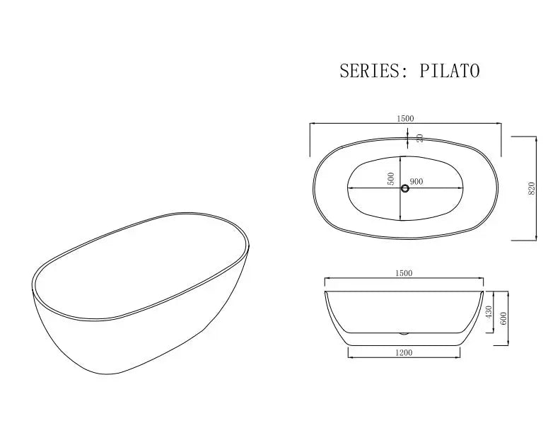 PILATO Matt White Freestanding Bathtub 1500mm - Aqualux Bathrooms- Mercio