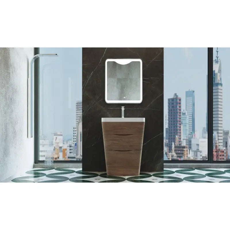 Belbagno - Belbagno Piramid Freestanding Vanity 650mm -  White Oak - Aqualux Bathrooms