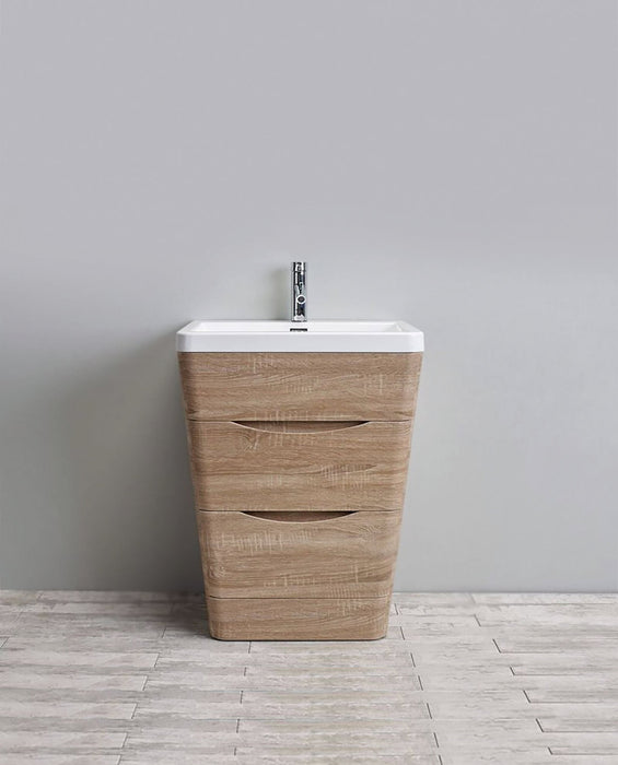 Belbagno Piramid Freestanding Vanity 650mm -  White Oak