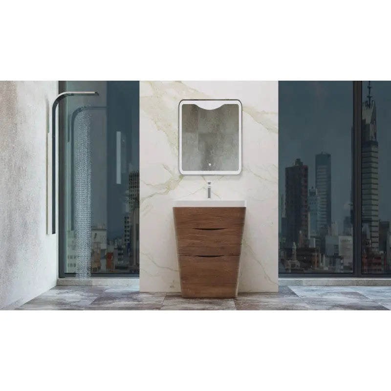 Belbagno - Belbagno Piramid Freestanding Vanity 650mm -  White Wood - Aqualux Bathrooms
