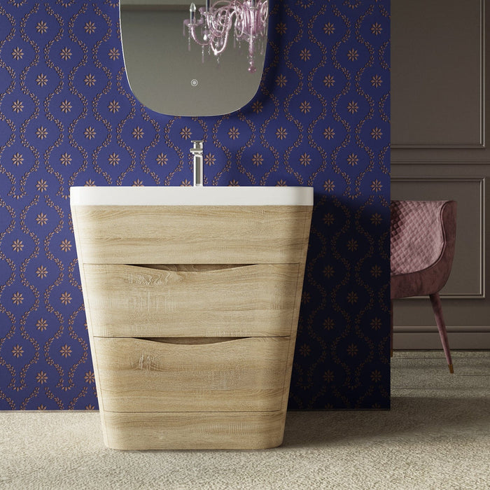 Belbagno Piramid Freestanding Vanity 800mm -  White Oak