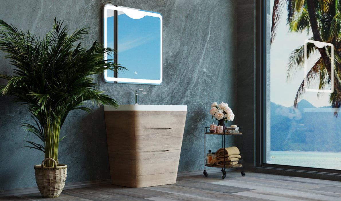 Belbagno Piramid Freestanding Vanity 800mm -  White Oak