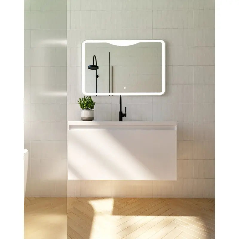 Belbagno - Belbagno Prado wall hung Vanity 1200mm - Gloss white - Aqualux Bathrooms