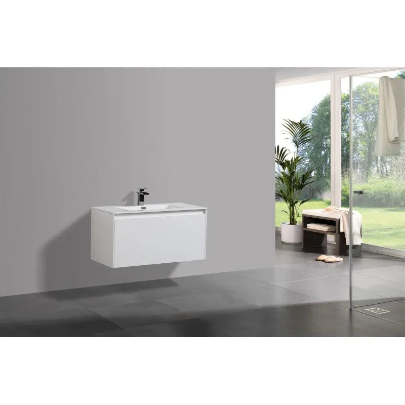 Belbagno - Belbagno Prado wall hung Vanity 1200mm - Gloss white - Aqualux Bathrooms