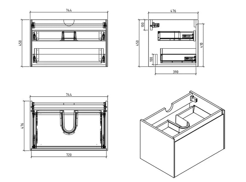 Belbagno - Belbagno Prado wall hung Vanity 750mm -  Maple Oak - Aqualux Bathrooms