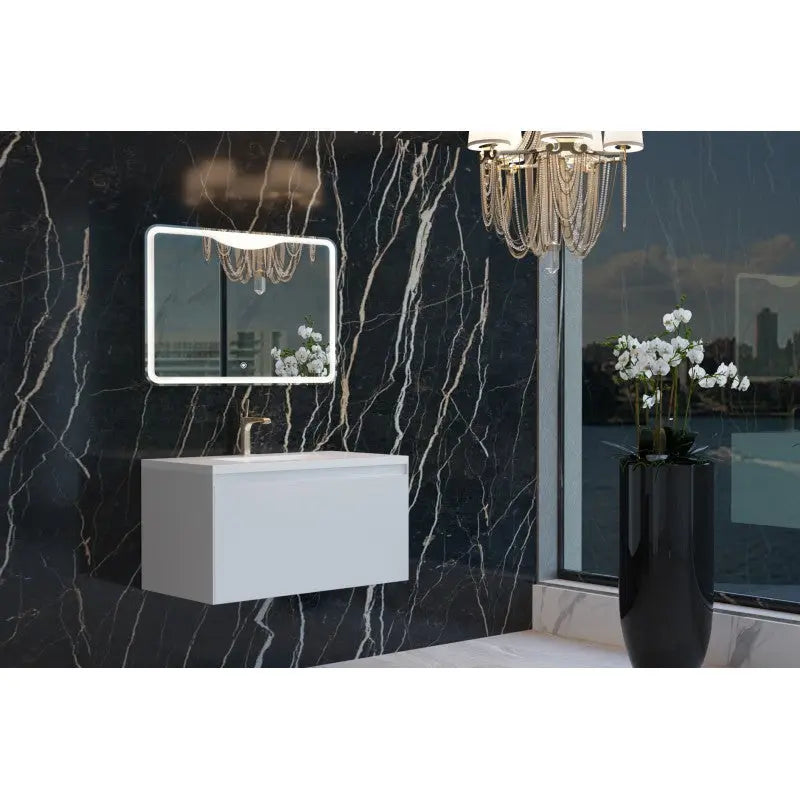 Belbagno - Belbagno Prado wall hung Vanity 900mm -  Gloss white - Aqualux Bathrooms