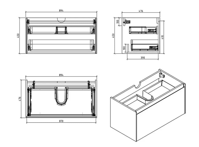 Belbagno - Belbagno Prado wall hung Vanity 900mm -  Maple Oak - Aqualux Bathrooms