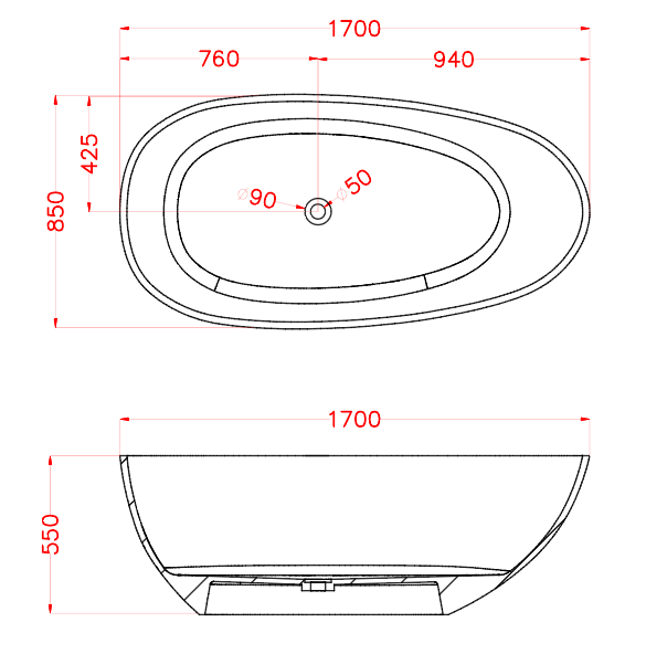 Riva Petii Egg Shape Transparent Freestanding Bathtub 1700mm - Custom Colours