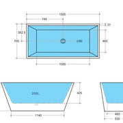 Qubist Freestanding Bathtub - Aqualux Bathrooms- Poseidon