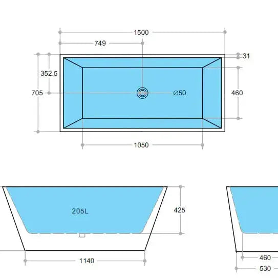 Qubist Freestanding Bathtub - Aqualux Bathrooms- Poseidon