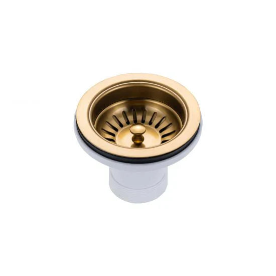 Brushed Brass 820*457*230mm Kitchen Sink Round Corner Stainless Steel Double Bowl (with Bottom Tray)