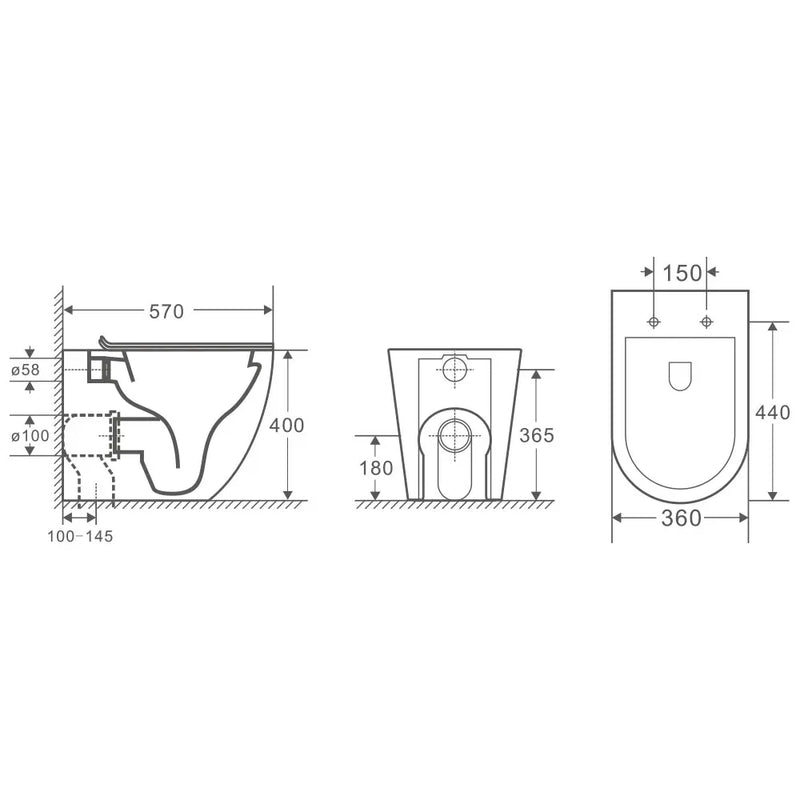Mercio Raul99 Rimless Wall Faced Floor Toilet Pan - Aqualux Bathrooms- Mercio