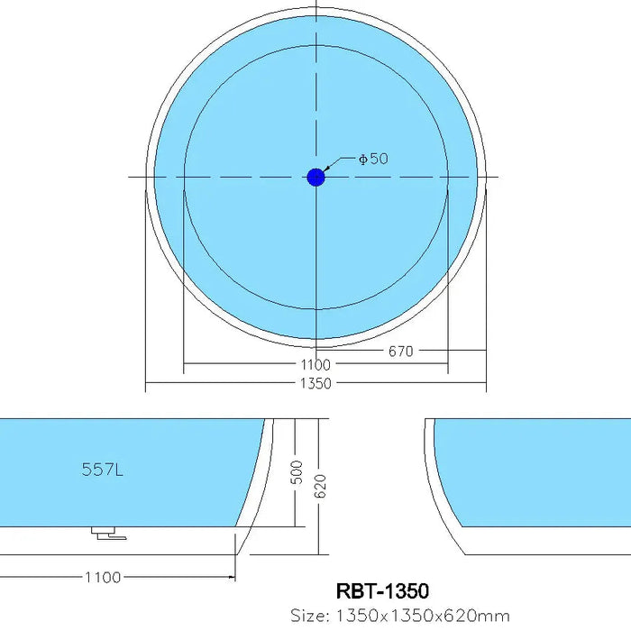 Ronda Freestanding Bathtub - Overflow