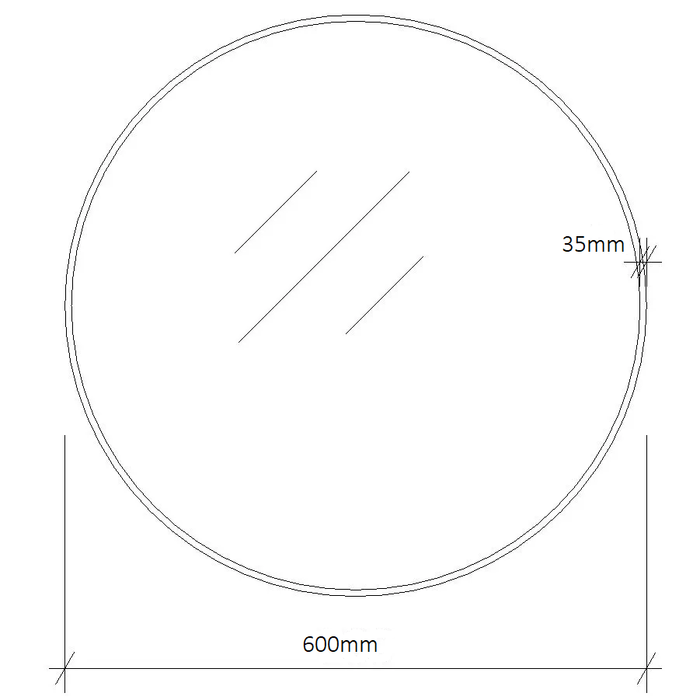 Round Black Frame Mirror 600mm