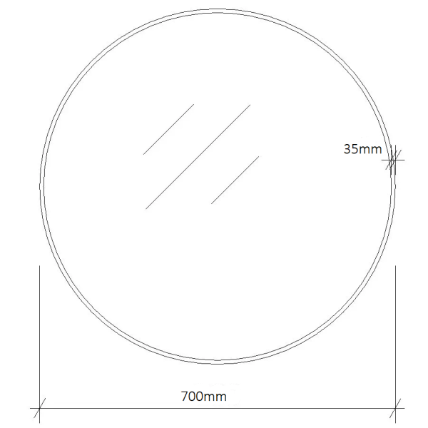 Round Black Frame Mirror 700mm