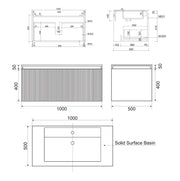 Belbagno - Belbagno Rimini wall hung Vanity 1000mm - Rain Forest - Aqualux Bathrooms