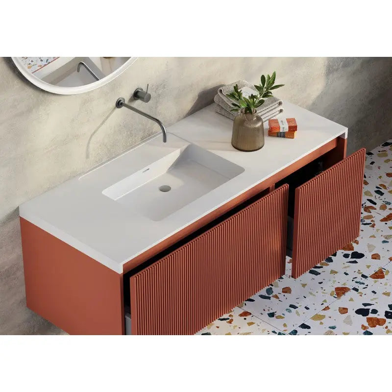 Belbagno - Belbagno Rimini wall hung Vanity 1200mm- Potter's Clay - Aqualux Bathrooms