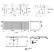 Belbagno - Belbagno Rimini wall hung Vanity 1400mm- Potter's Clay - Aqualux Bathrooms