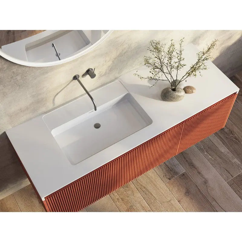 Belbagno - Belbagno Rimini wall hung Vanity 1400mm- Potter's Clay - Aqualux Bathrooms