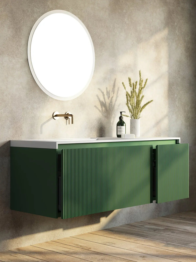 Belbagno - Belbagno Rimini wall hung Vanity 1400mm - Rain Forest - Aqualux Bathrooms